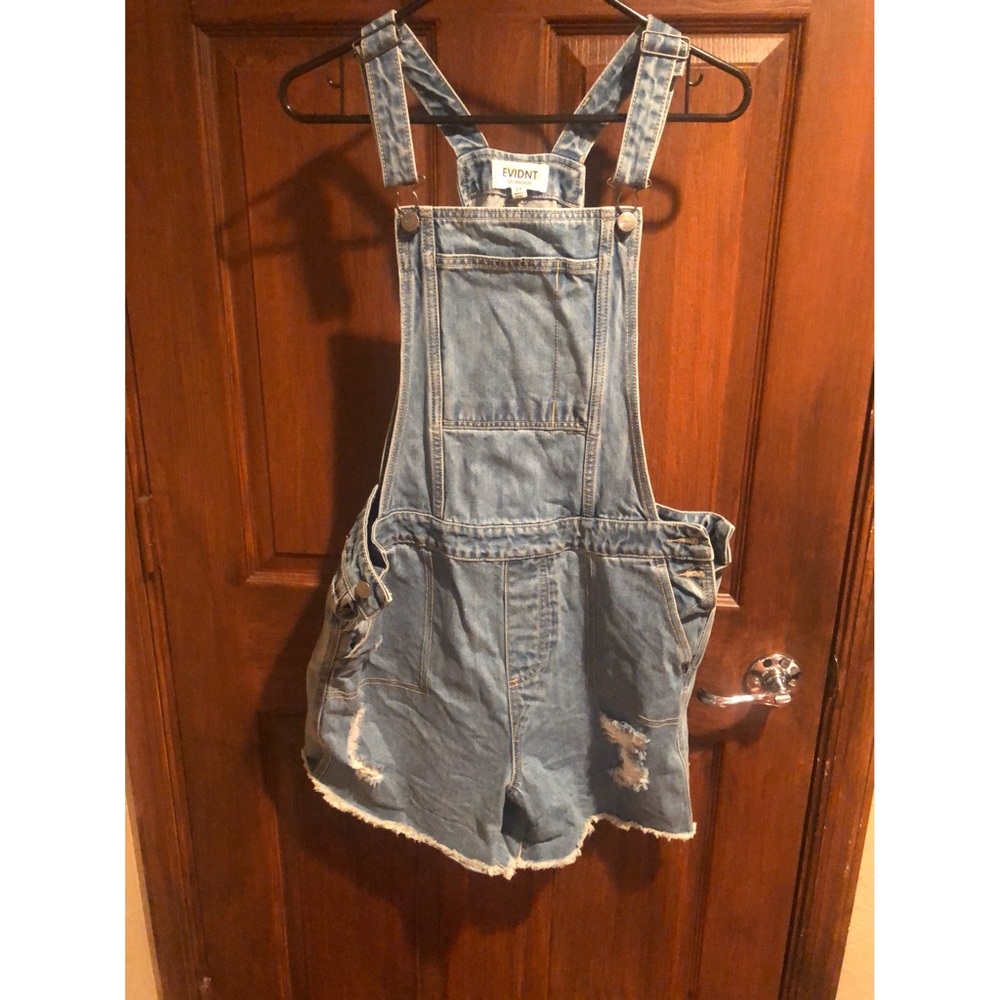 EVIDNT Jean Short Overalls distressed